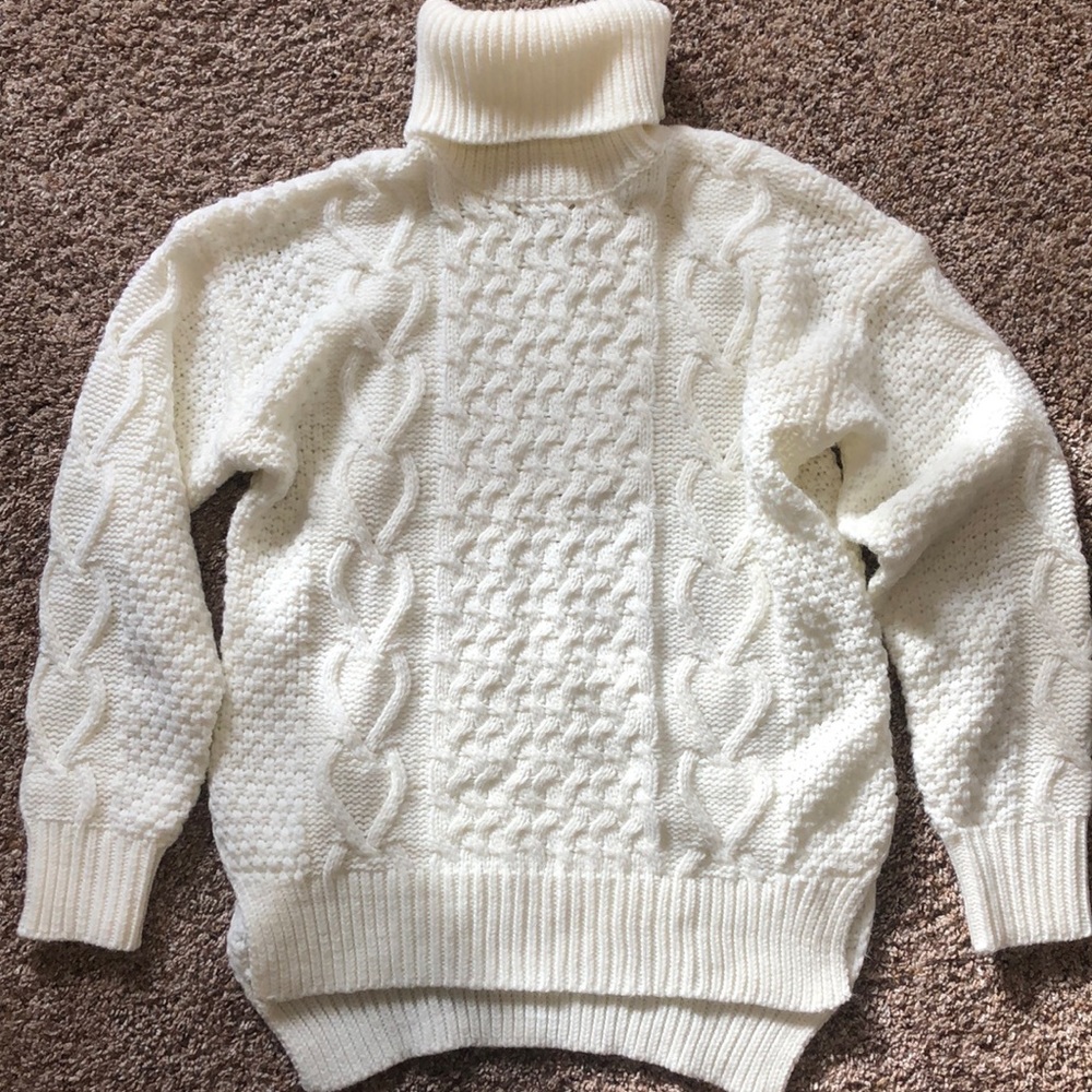Mazik cream fair isle rib knit turtleneck sweater 🌟